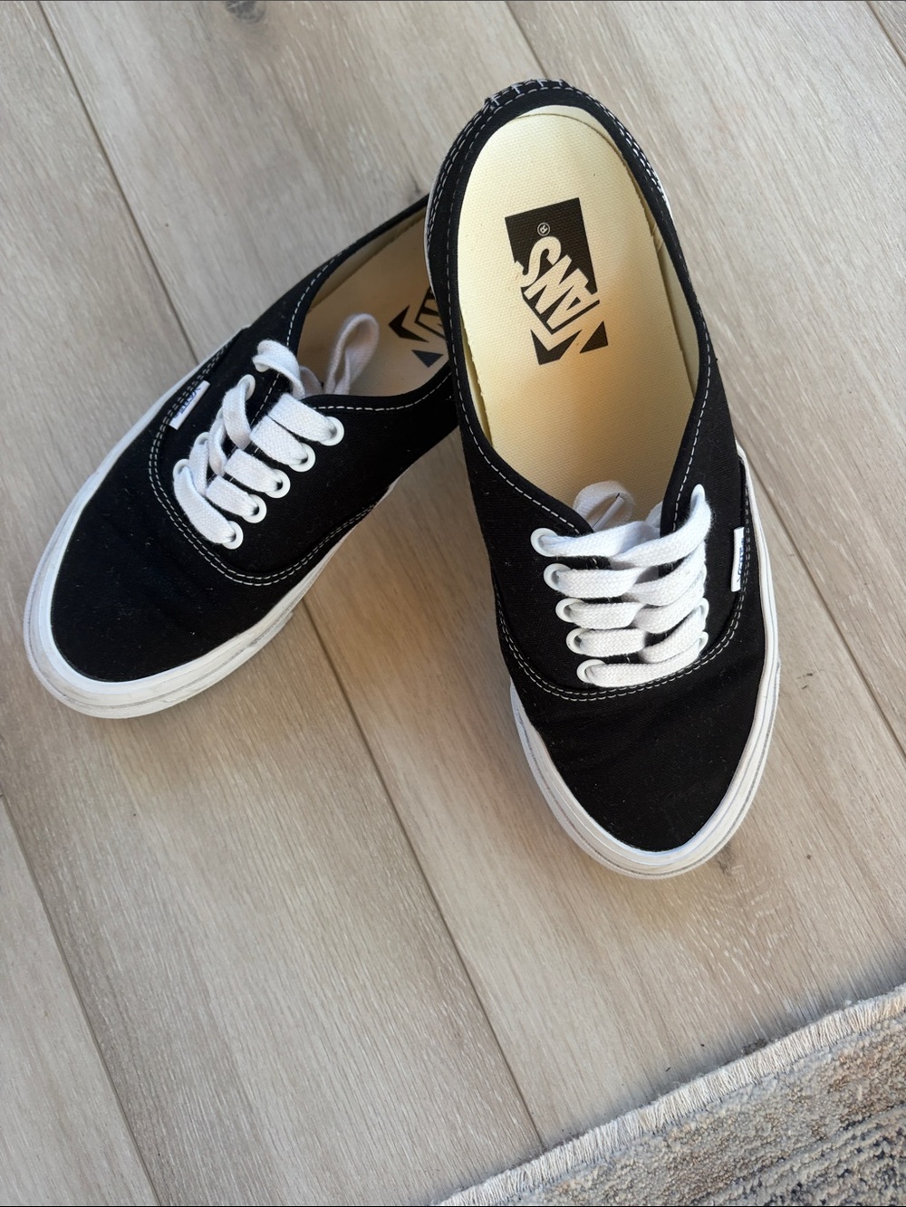 Vans Black and White Canvas Athletic Shoes